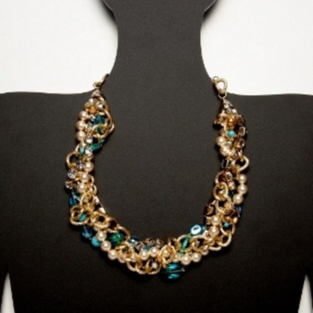 Gold And Pearl Multi & Beaded Woven Necklace